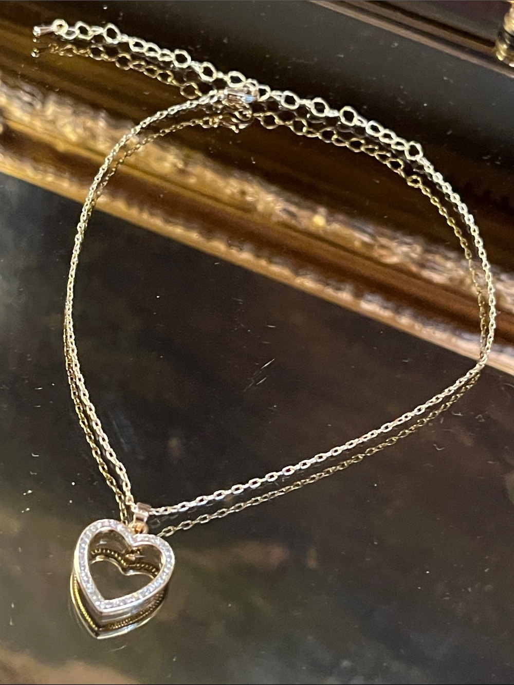 Gold Crystal Heart Choker Necklace